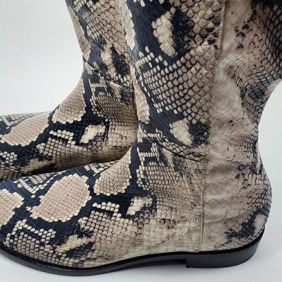 Stuart Weitzman pathython over the knee flat heel boots Cream - Picture 12 of 14